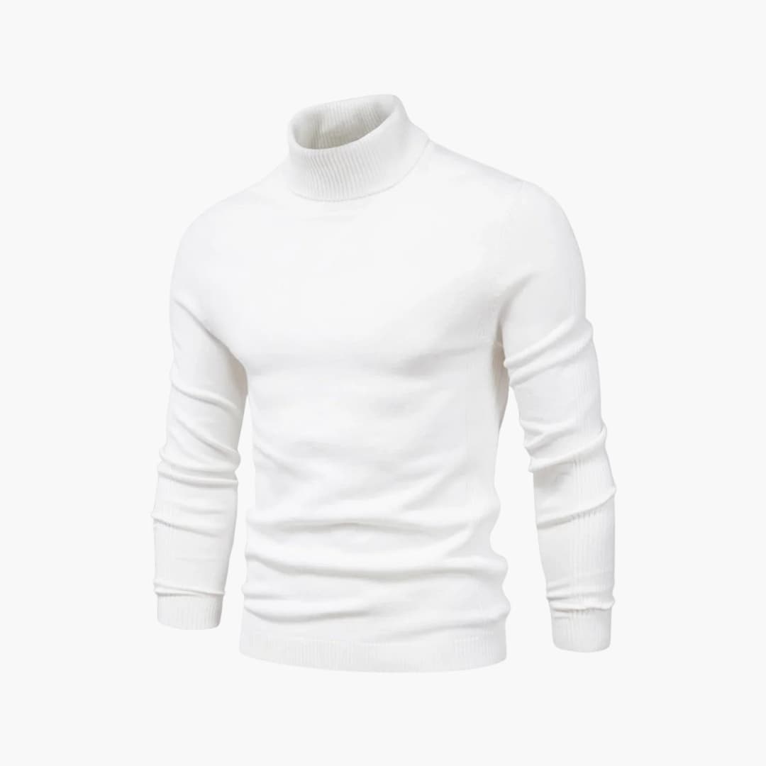 Pull col roulé homme avec coupe droite et surface tricotée
