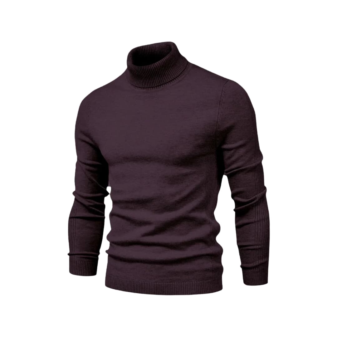 Pull col roulé homme avec coupe droite et surface tricotée