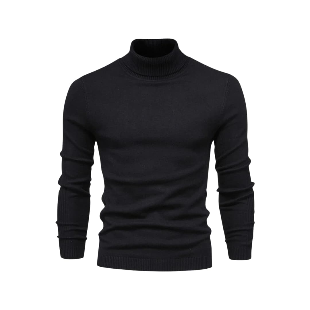 Pull col roulé homme avec coupe droite et surface tricotée