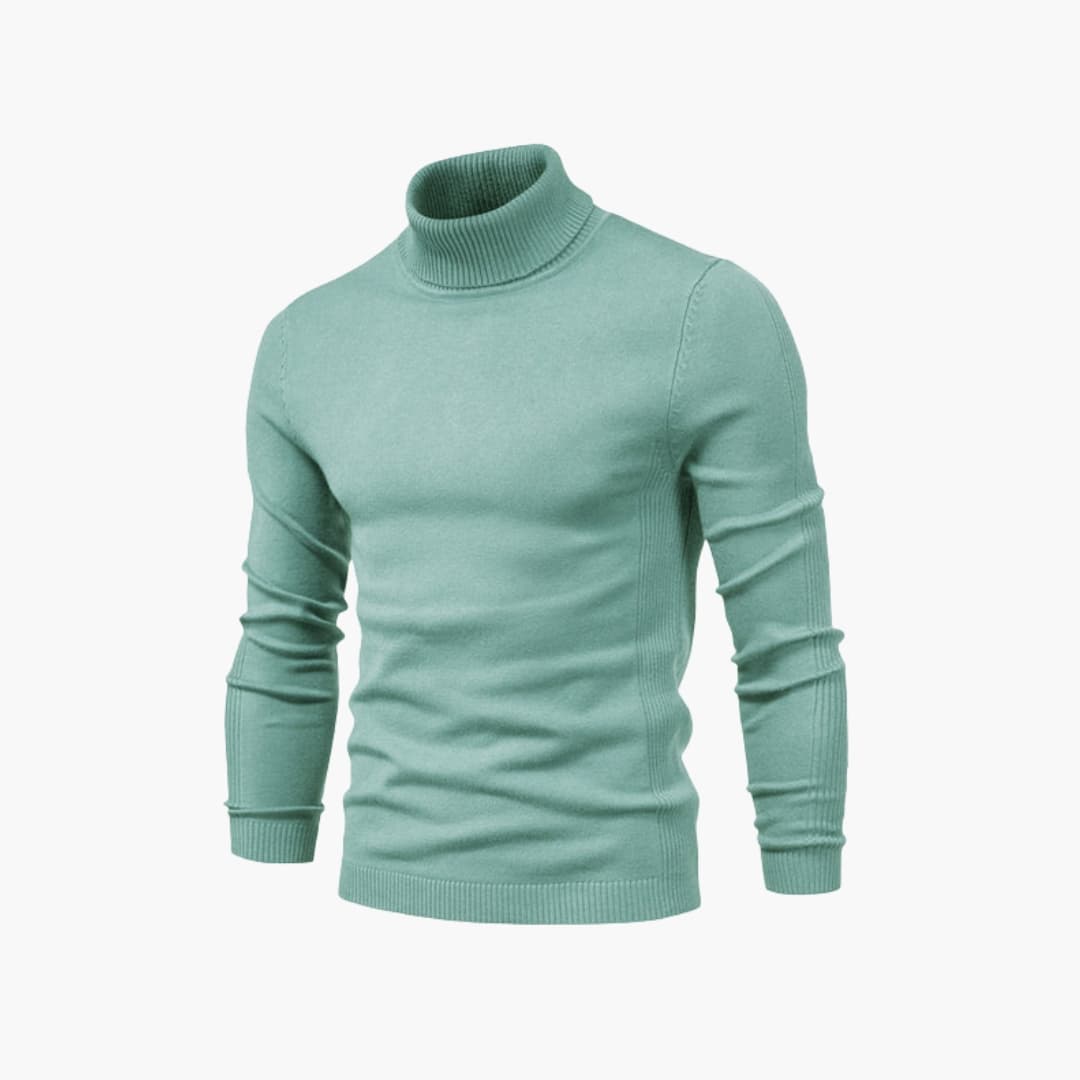 Pull col roulé homme avec manches longues et ourlet côtelé