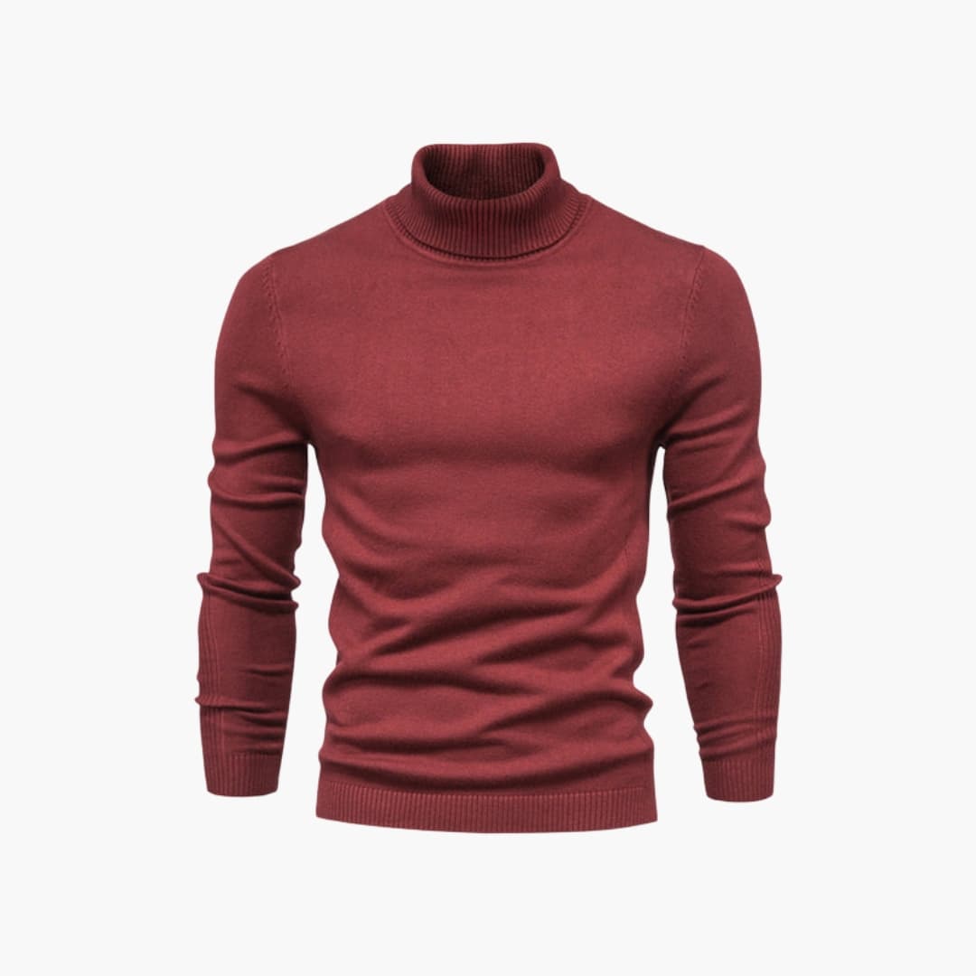 Pull col roulé homme avec manches longues et ourlet côtelé
