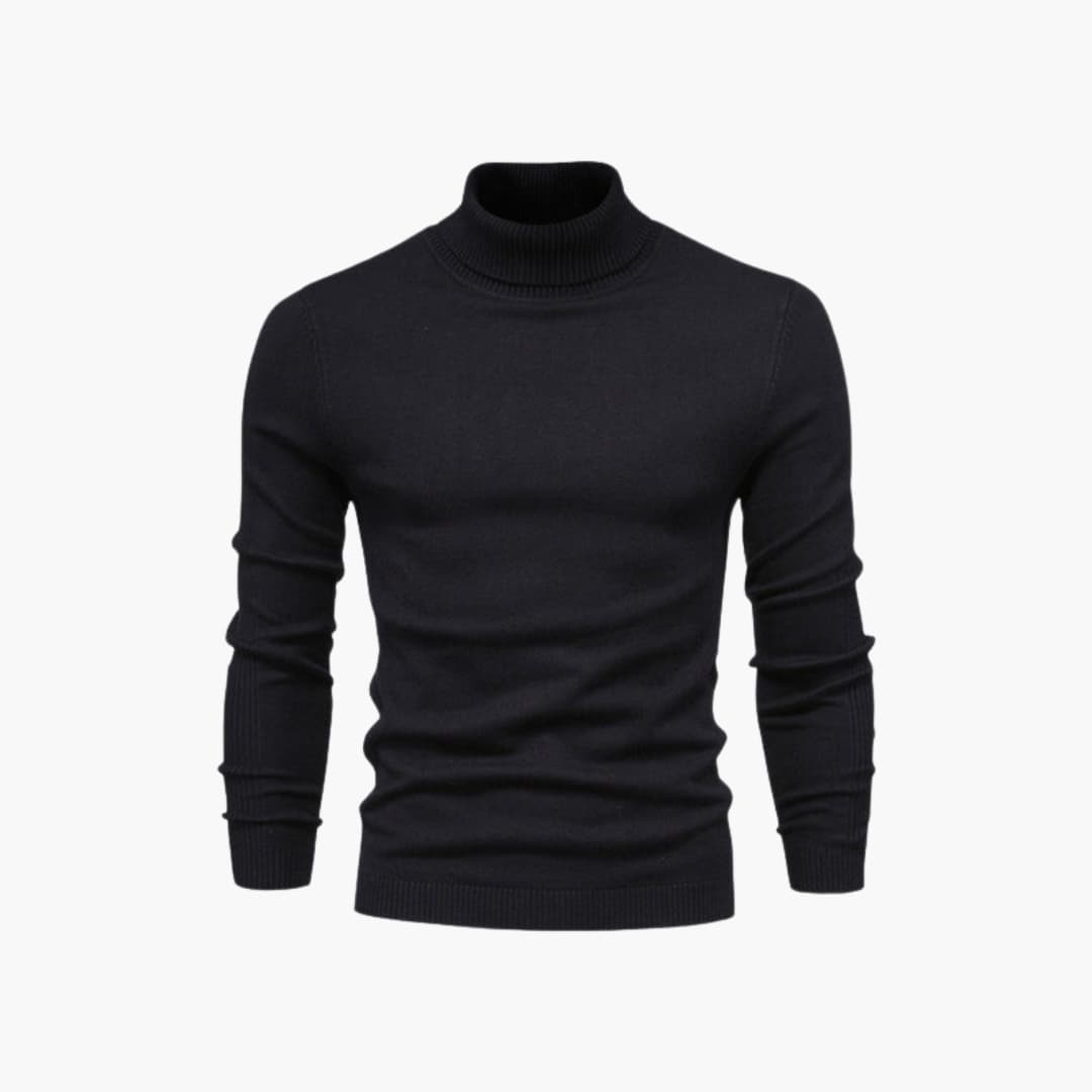 Pull col roulé homme avec manches longues et ourlet côtelé