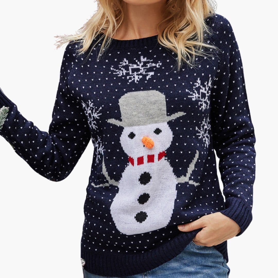 Pull de Noël Femme avec Motif Bonhomme de Neige