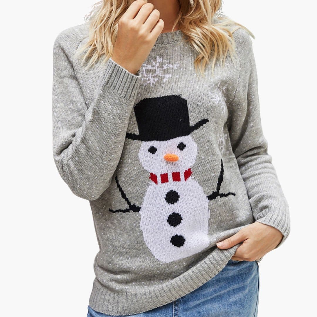 Pull de Noël Femme avec Motif Bonhomme de Neige