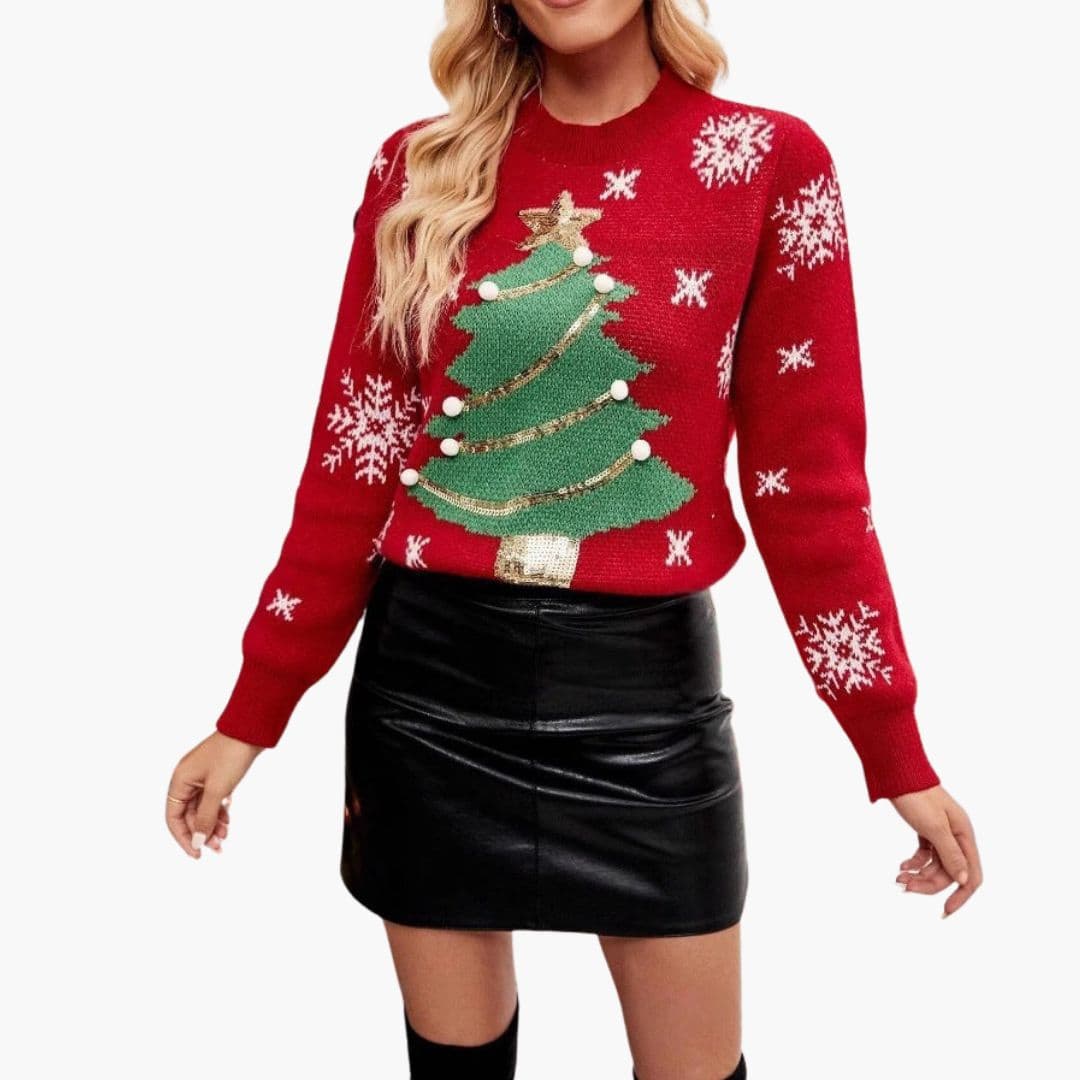 Pull de Noël Femme avec Motif Sapin