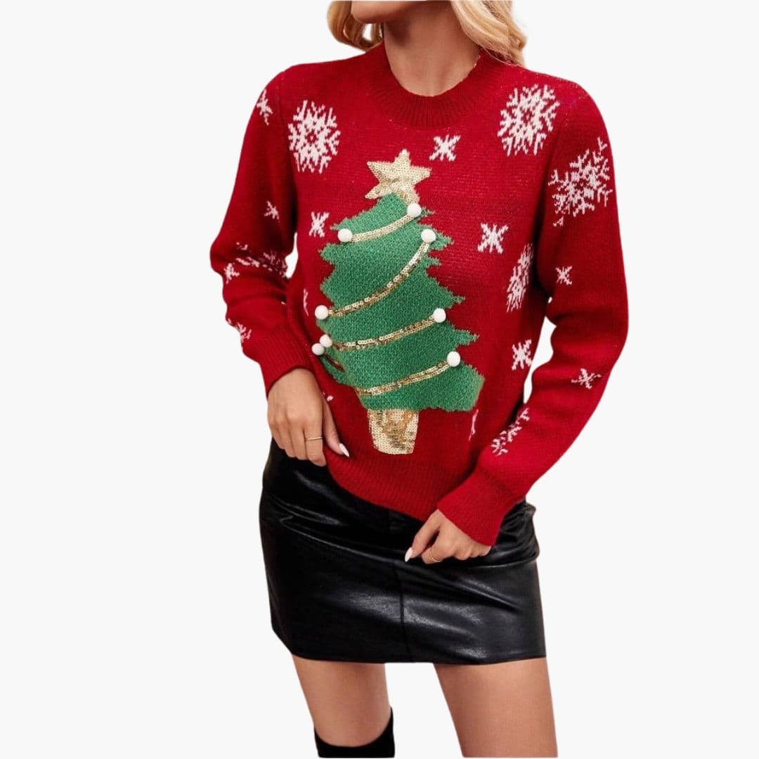 Pull de Noël Femme avec Motif Sapin