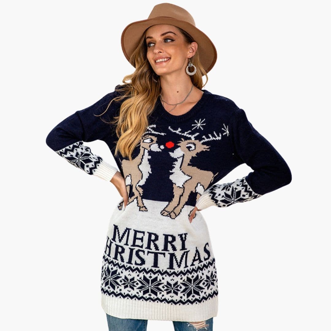 Pull de Noël Femme avec Poignets Côtelés