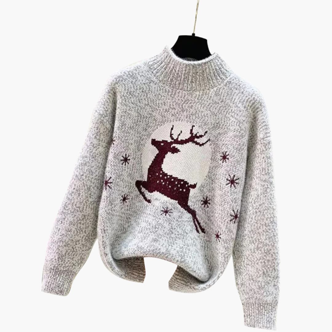Pull de Noël femme à col montant