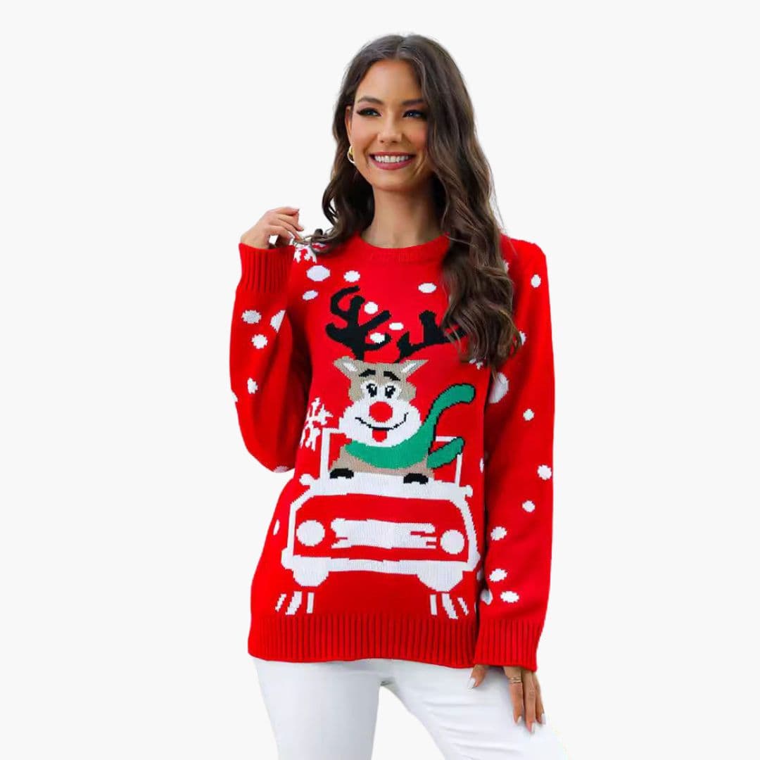 Pull de Noël pour femme avec motif renne