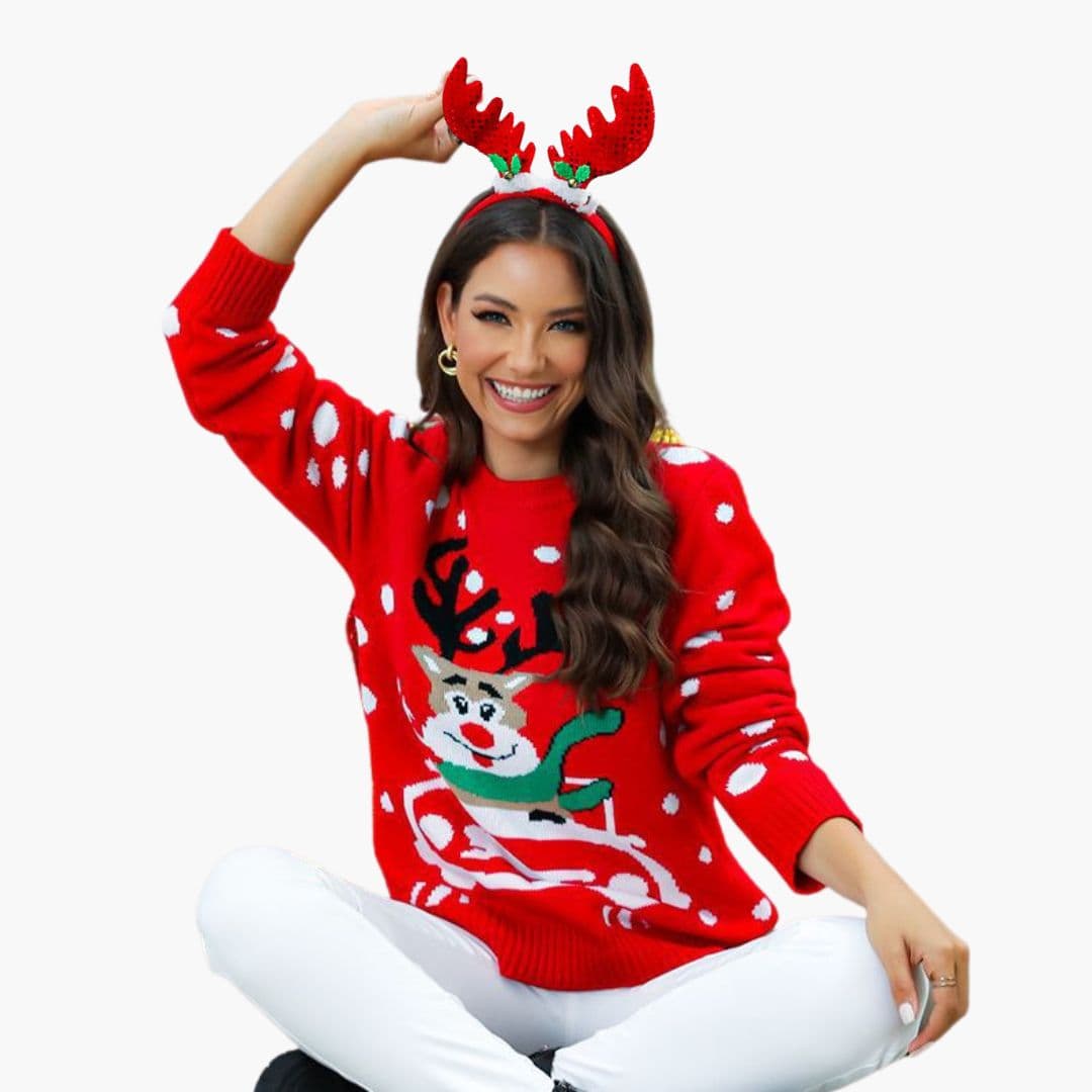 Naisten joulupaita porokuvioilla