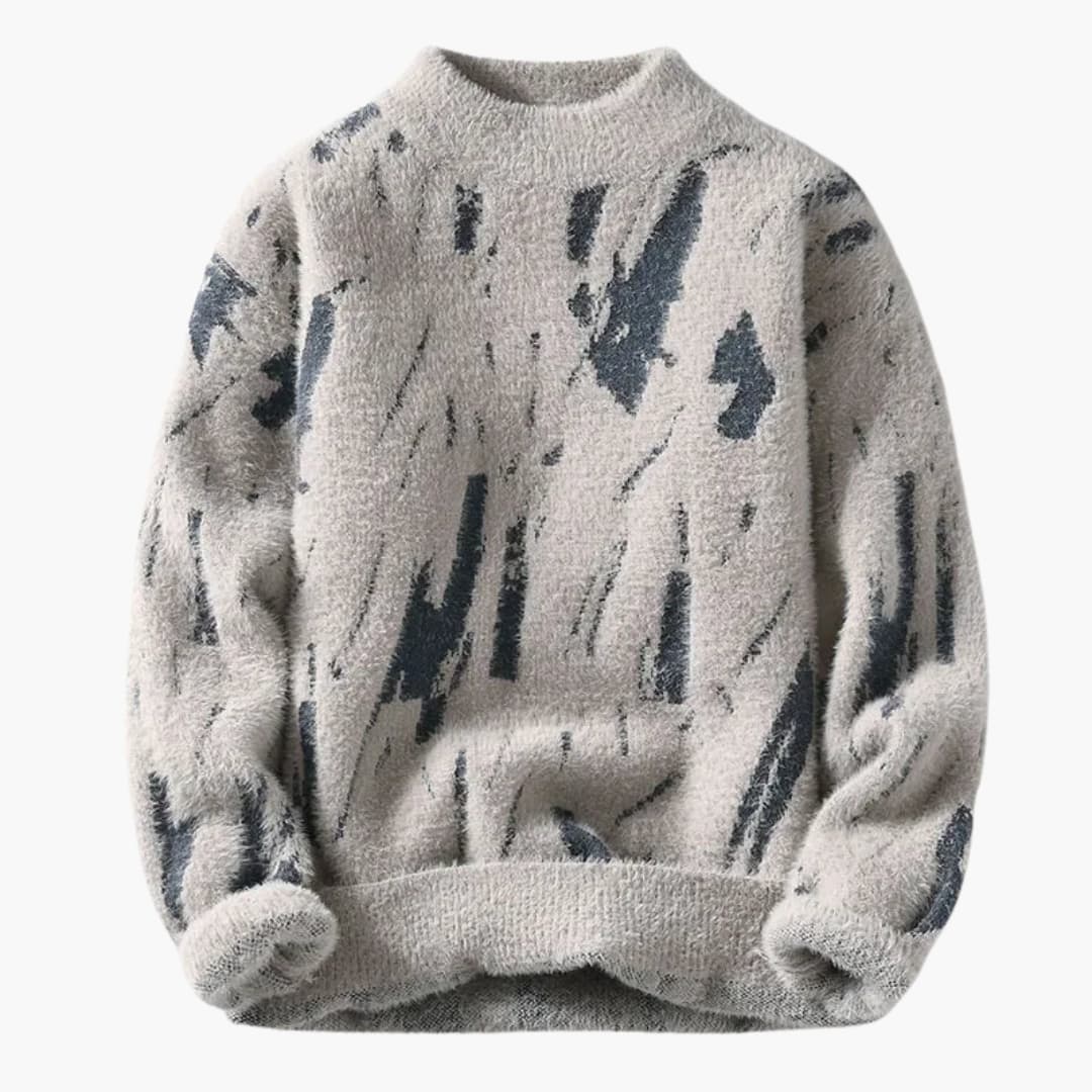 Pull de créateur pour homme avec imprimé abstrait et poignets côtelés