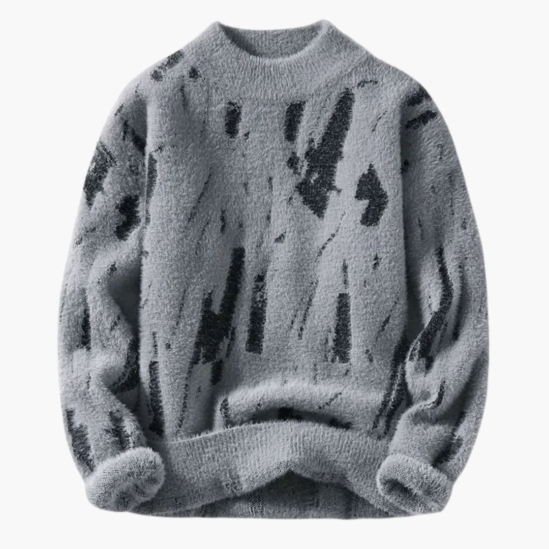 Pull de créateur pour homme avec imprimé abstrait et poignets côtelés