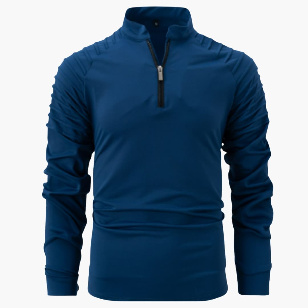 Pull demi zip pour homme à manches longues avec col montant