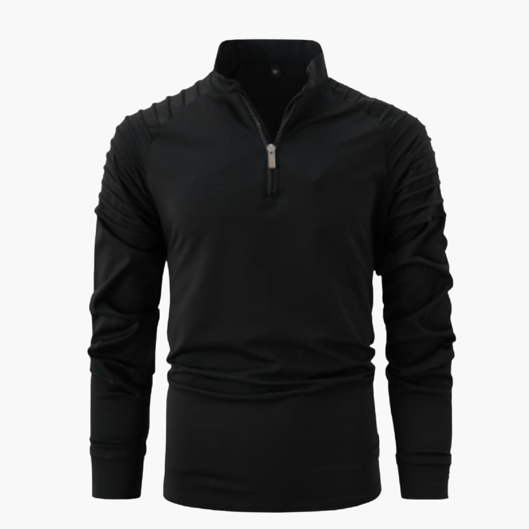 Pull demi zip pour homme à manches longues avec col montant
