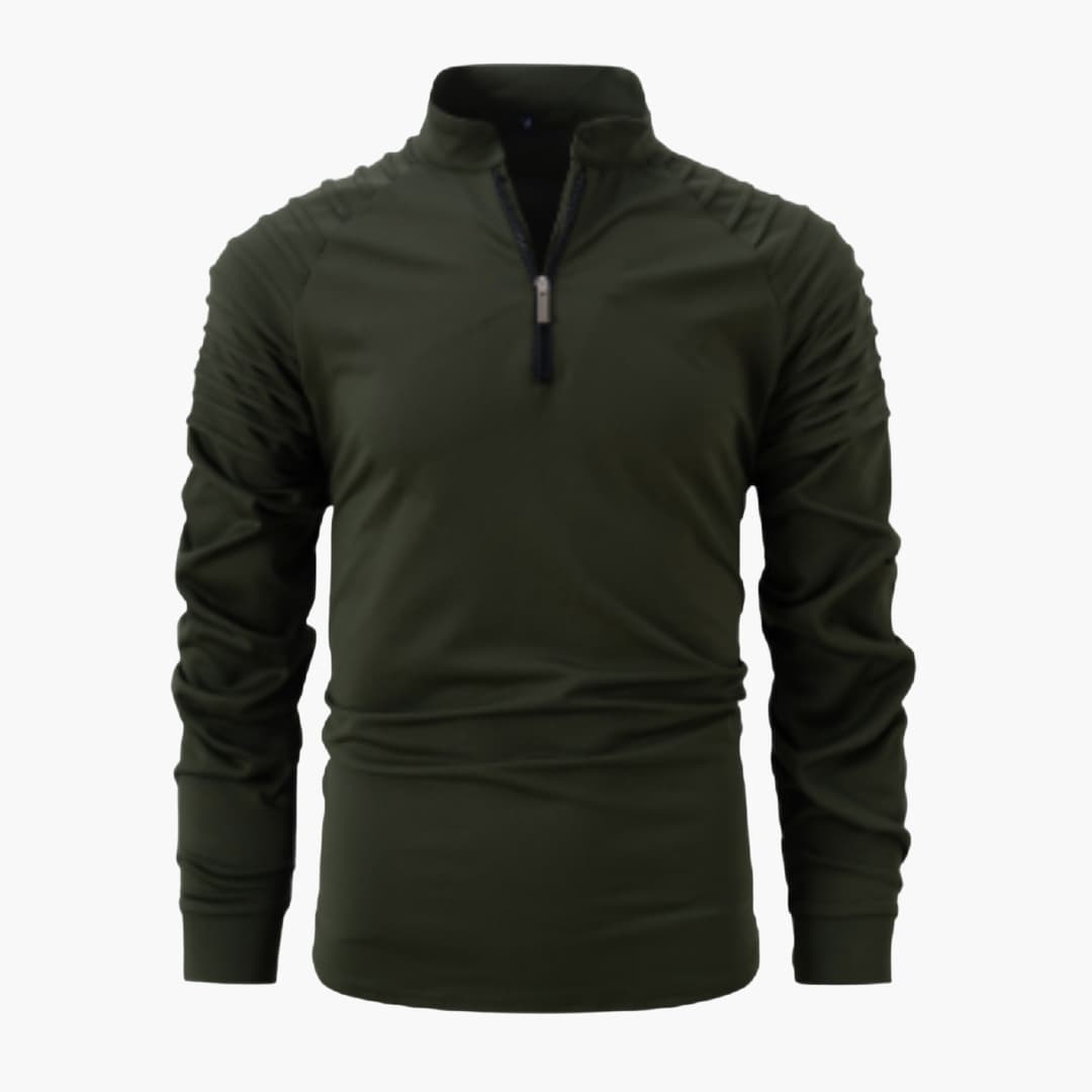 Pull demi zip pour homme à manches longues avec col montant