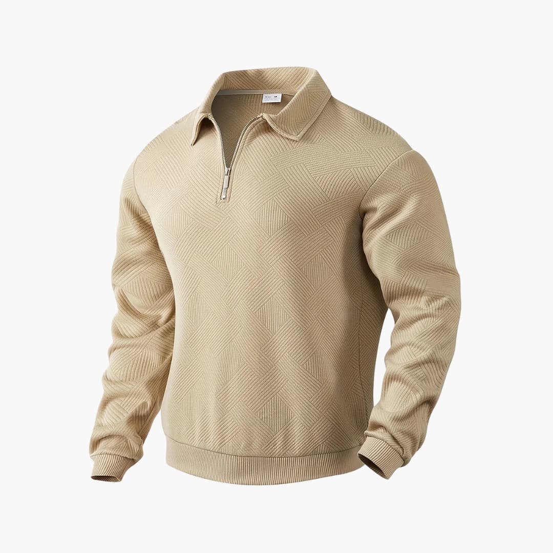 Pull demi zip pour homme avec col à revers et maille texturée