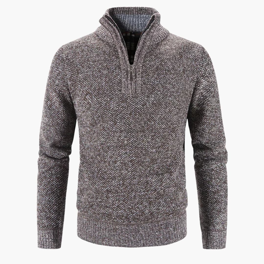 Pull demi zip pour homme avec col côtelé et maille texturée