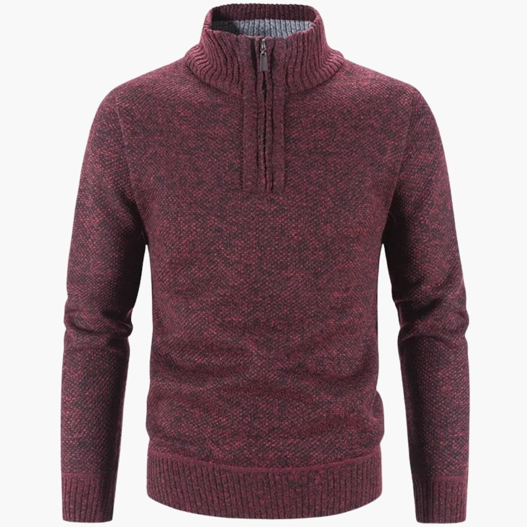 Pull demi zip pour homme avec col côtelé et maille texturée