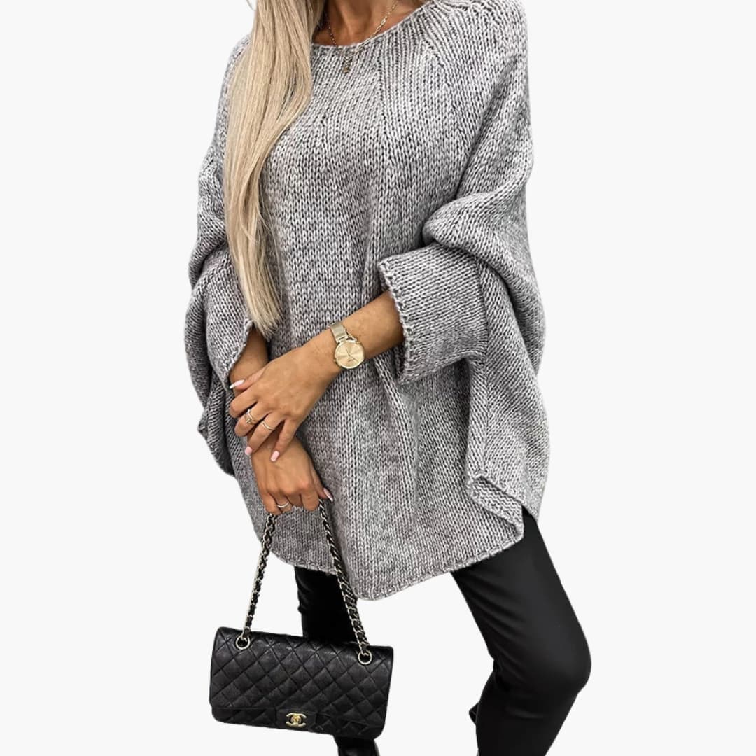 Pull en maille ample pour femme à col rond