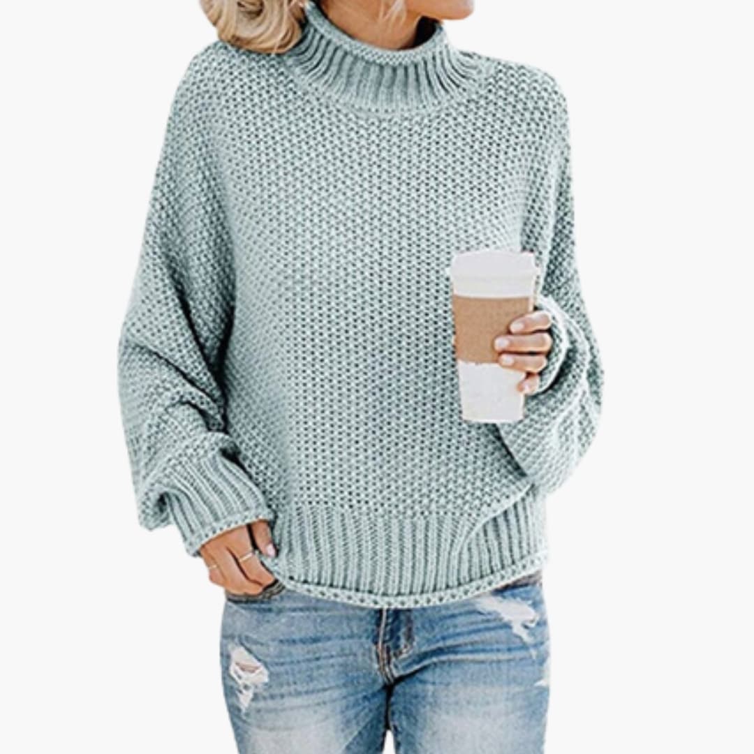 Suéter de punto para mujer con cuello alto y superficie texturizada