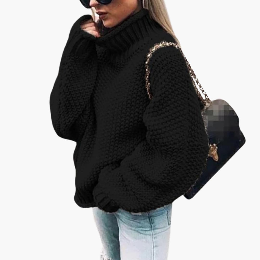 Pull en maille femme à col roulé structuré et surface texturée