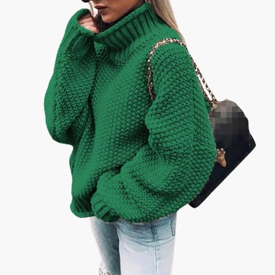 Pull en maille femme à col roulé structuré et surface texturée