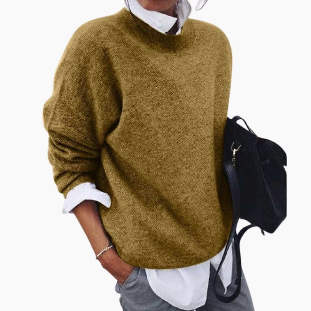 Pull en maille femme avec col rond et manches longues