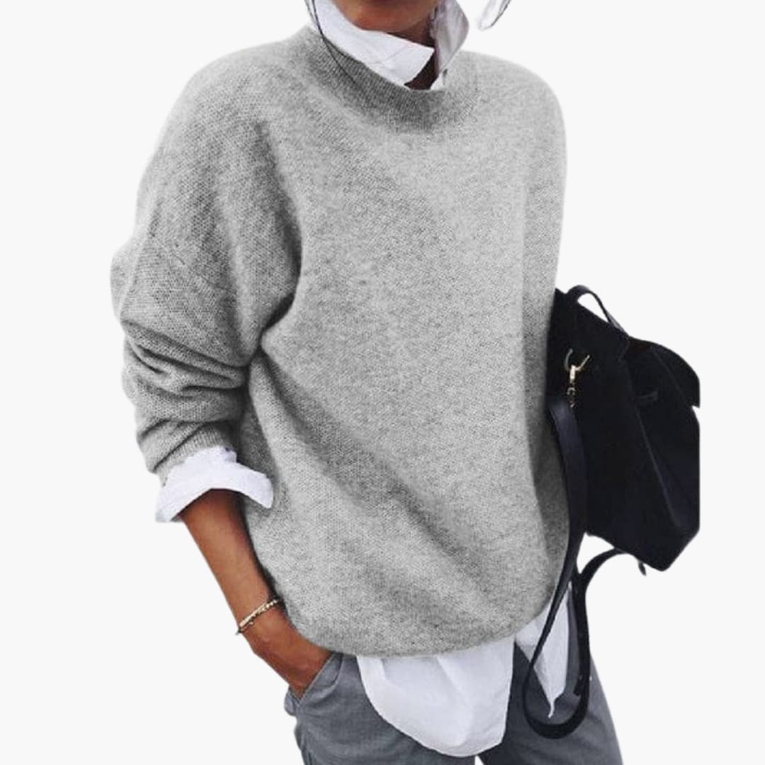 Pull en maille femme avec col rond et manches longues