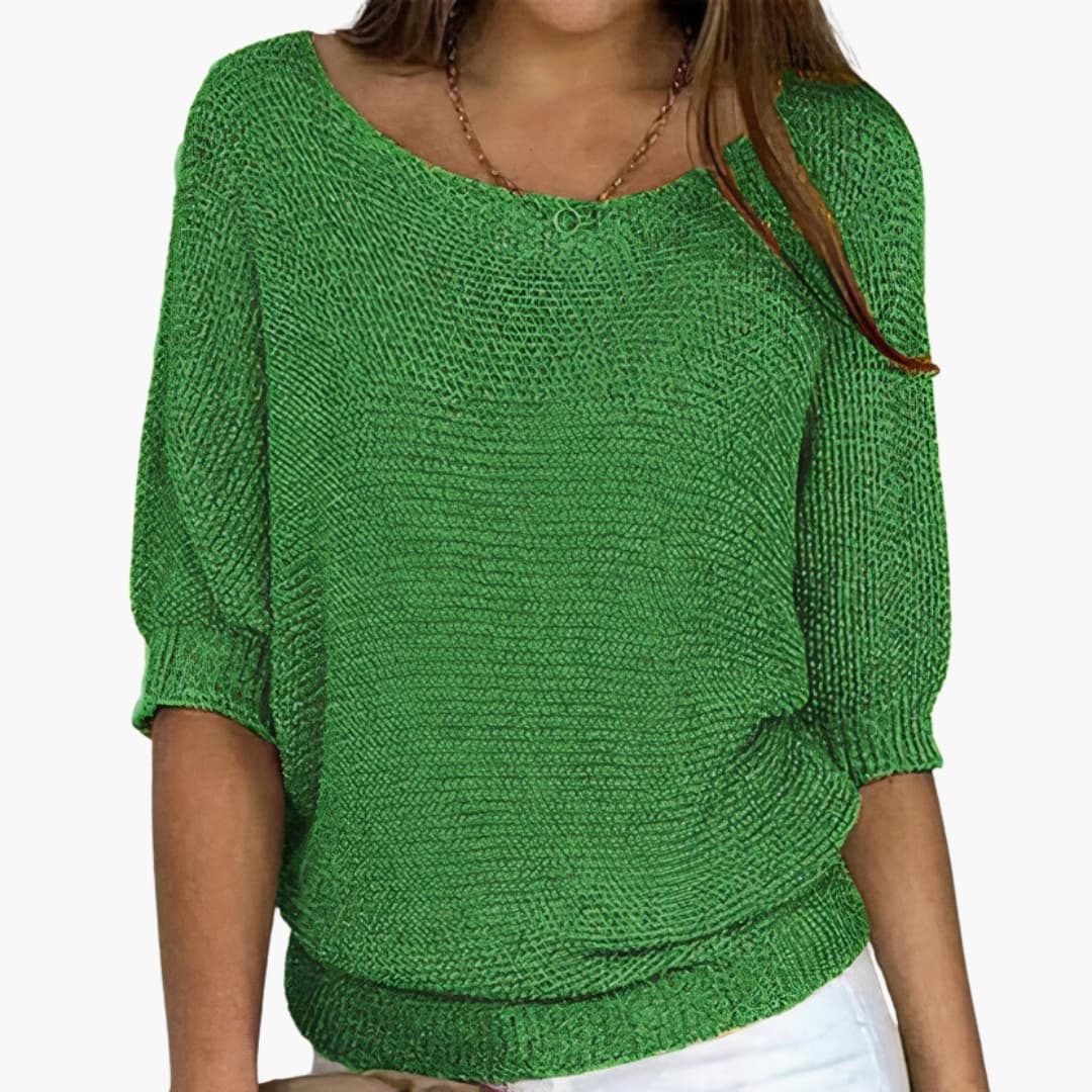 Pull en maille femme avec large encolure