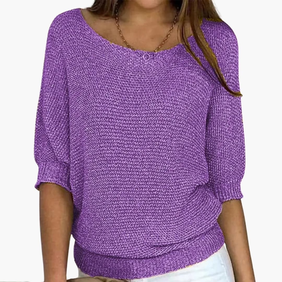 Pull en maille femme avec large encolure