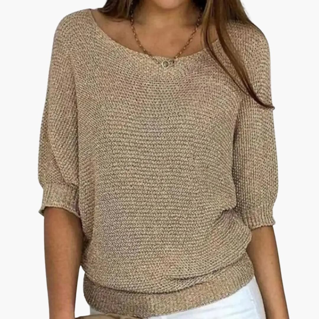 Pull en maille femme avec large encolure