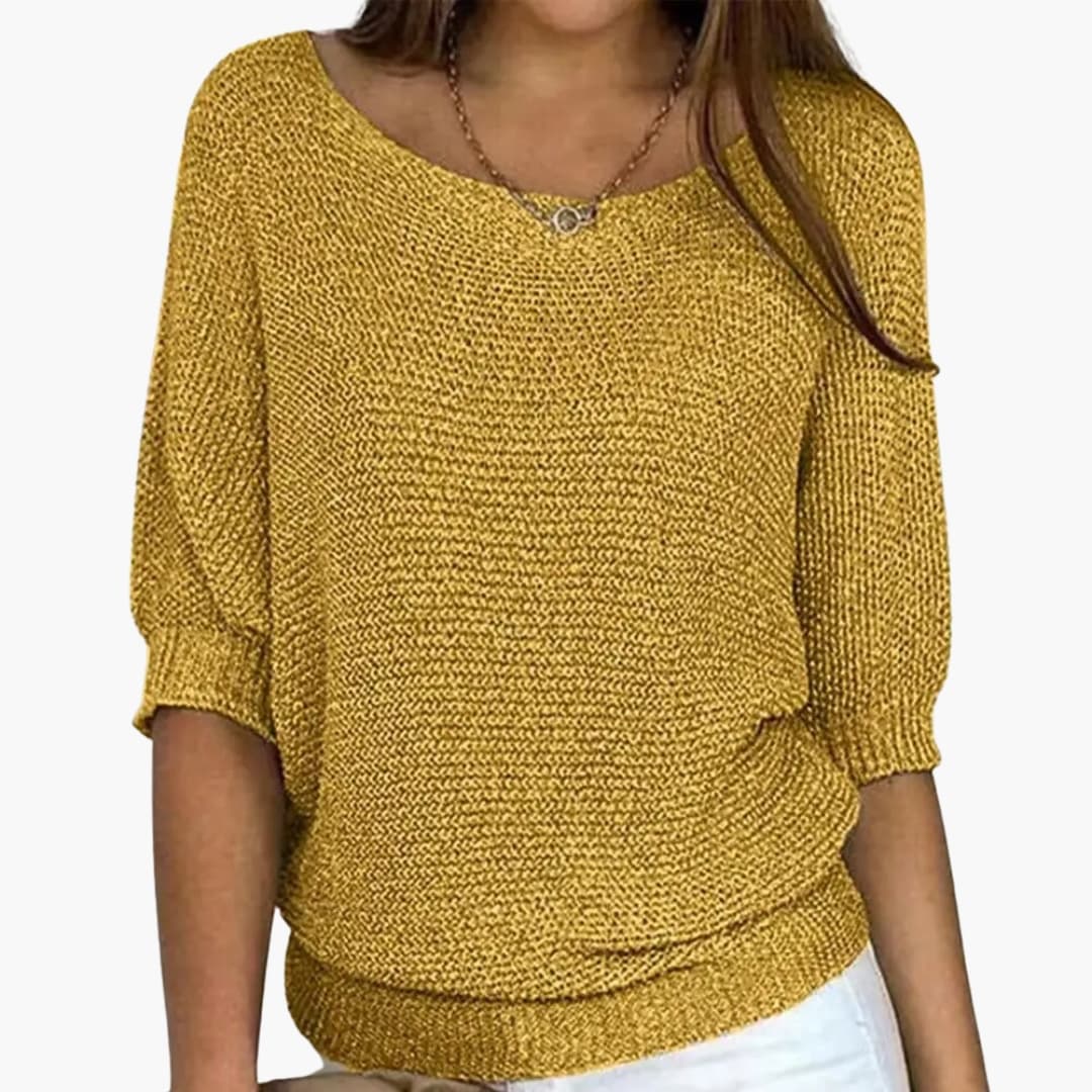 Pull en maille femme avec large encolure
