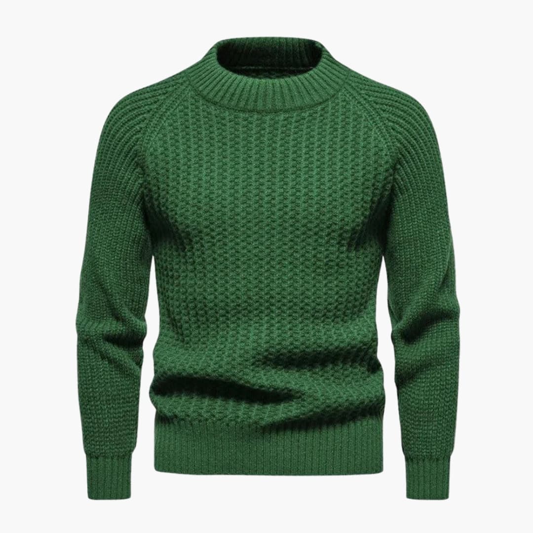 Pull en maille gaufrée pour homme à col rond