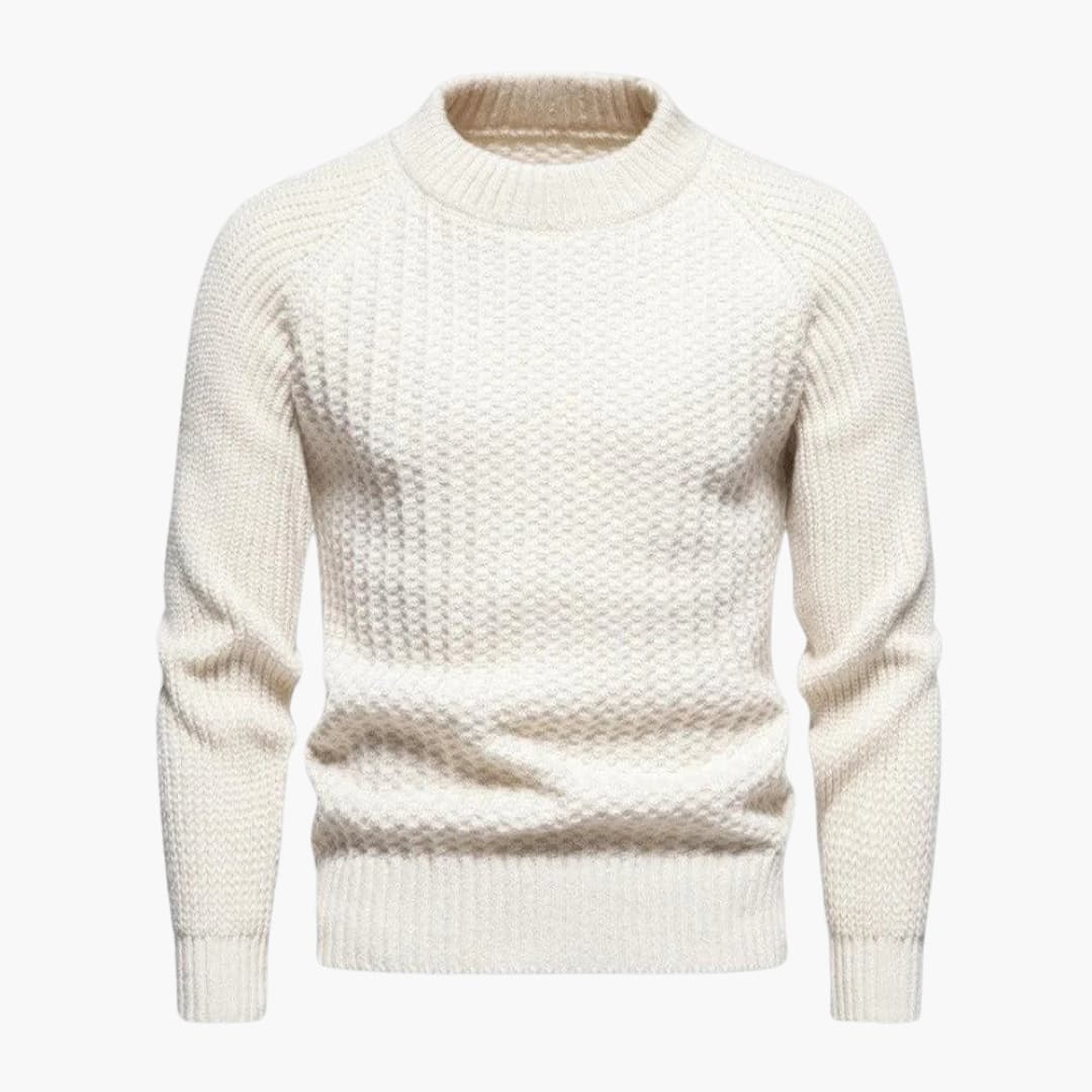 Pull en maille gaufrée pour homme à col rond