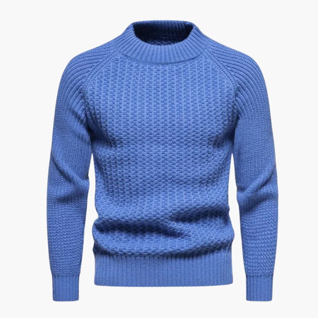 Pull en maille gaufrée pour homme à col rond