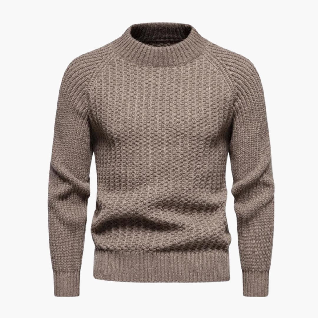 Pull en maille gaufrée pour homme à col rond