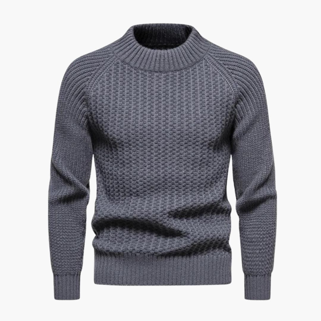 Pull en maille gaufrée pour homme à col rond
