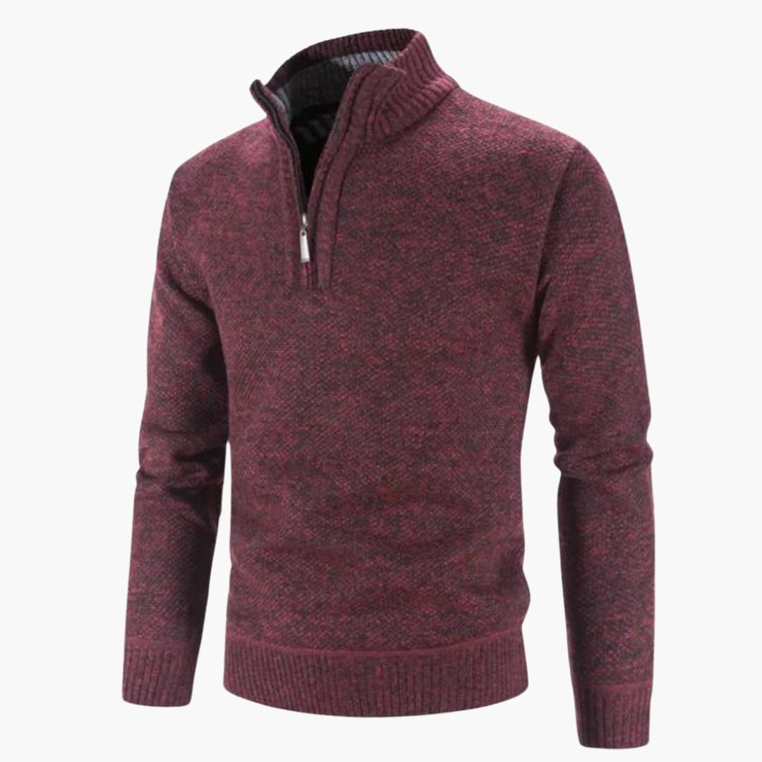 Pull en maille homme à demi-zip avec ourlet côtelé