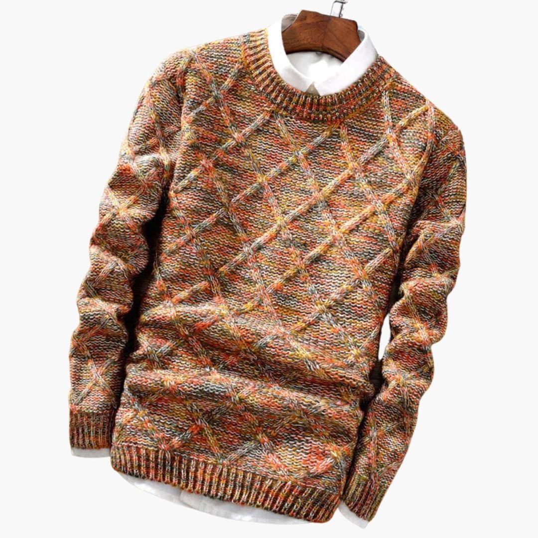 Pull en maille multicolore pour homme avec motif losange texturé