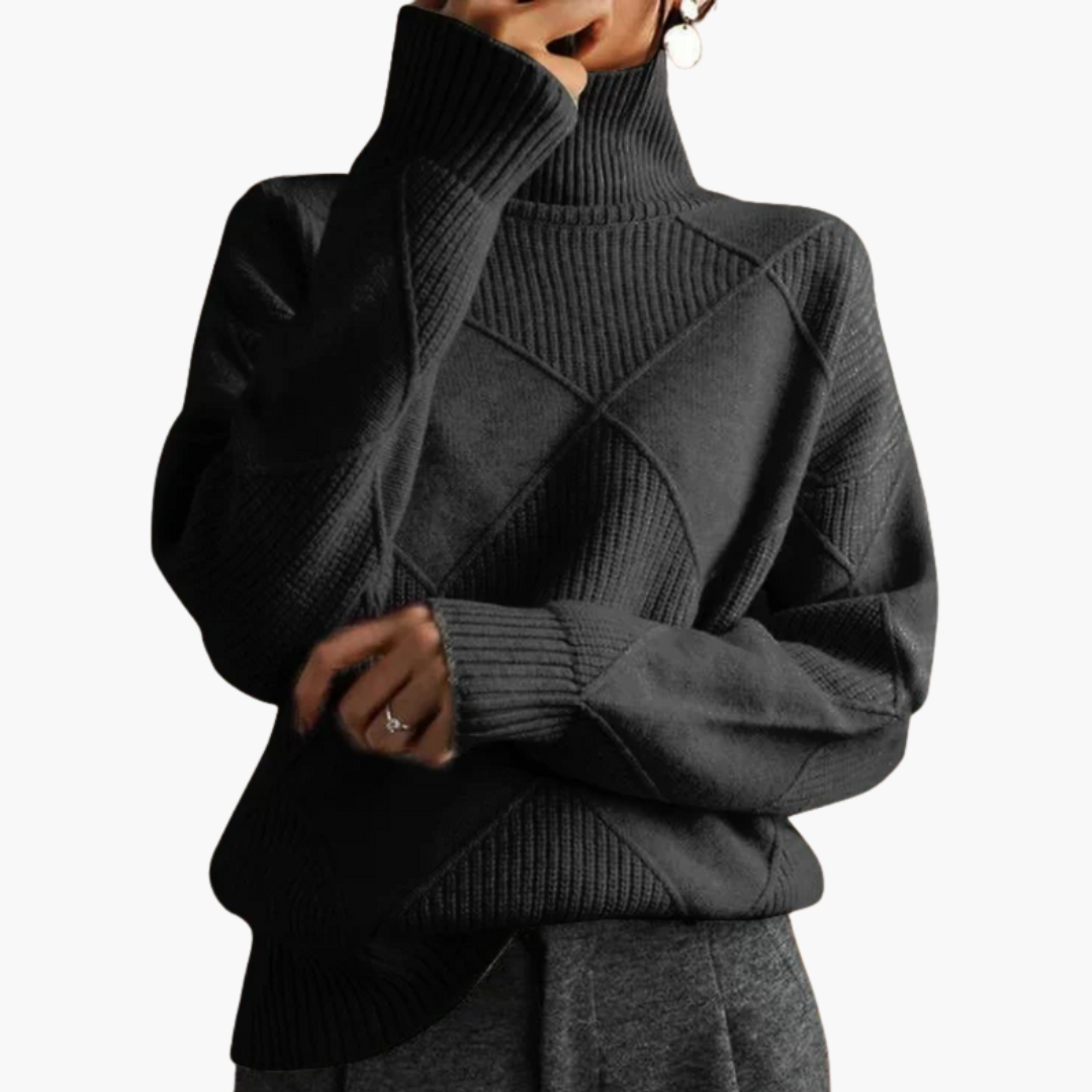 Pull en maille pour femme à col montant et manches longues