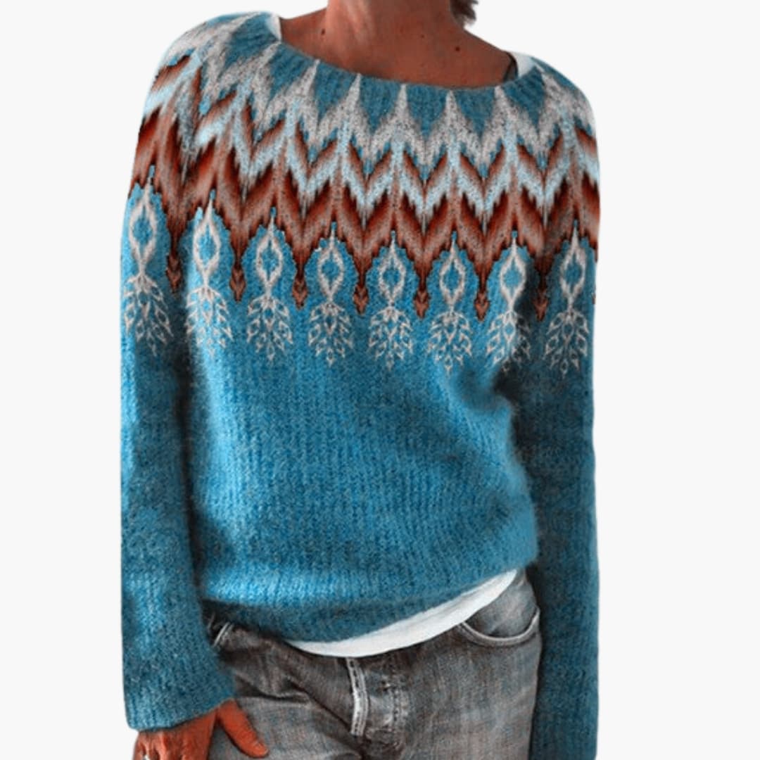 Pull en maille pour femme à motif forêt et col rond