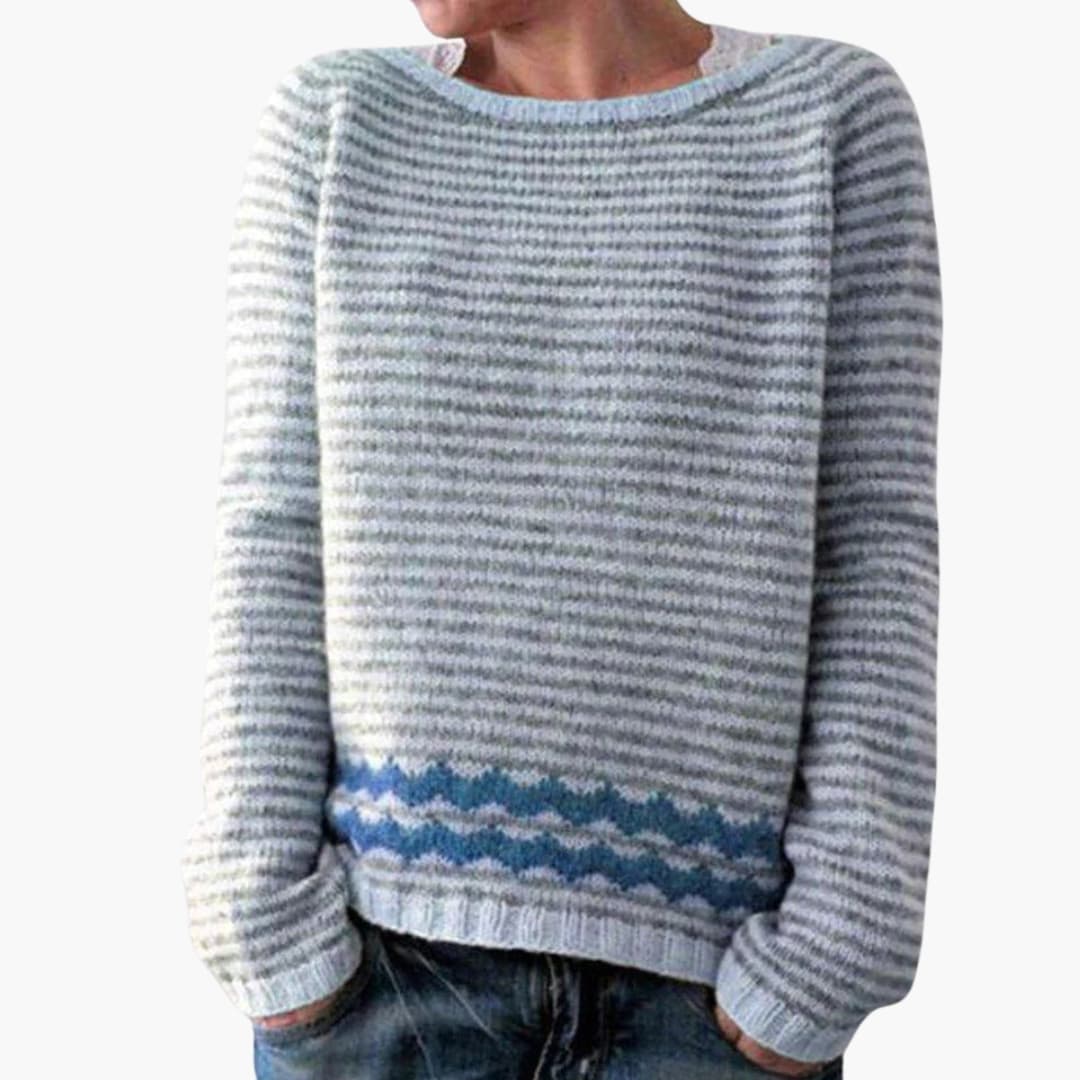 Pull en maille pour femme à motif forêt et col rond