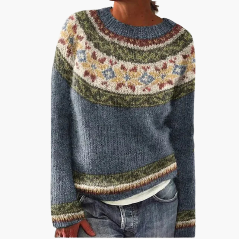 Pull en maille pour femme à rayures multicolores et encolure bateau