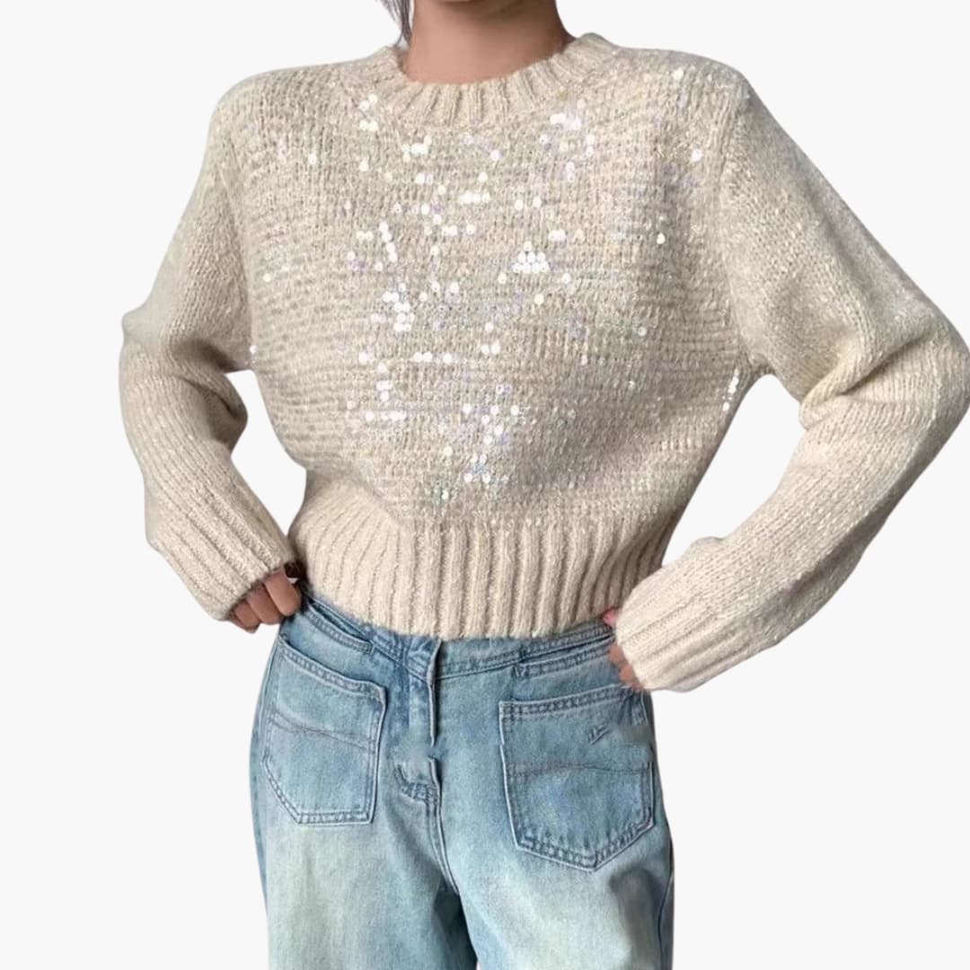 Pull in maglia per donna con scollo rotondo e superficie testurizzata