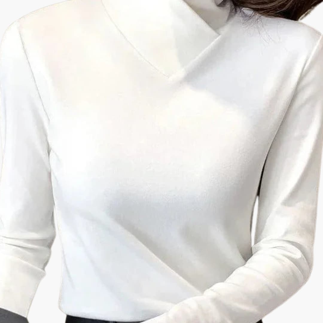 Suéter de mujer con cuello cruzado y mangas largas