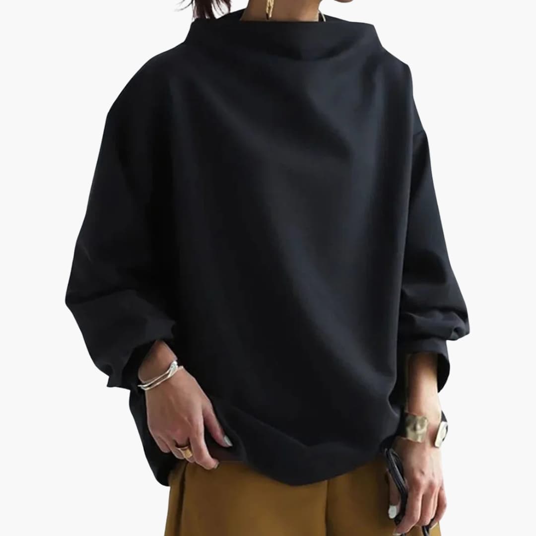 Sudadera de mujer con cuello ancho y dobladillo recto