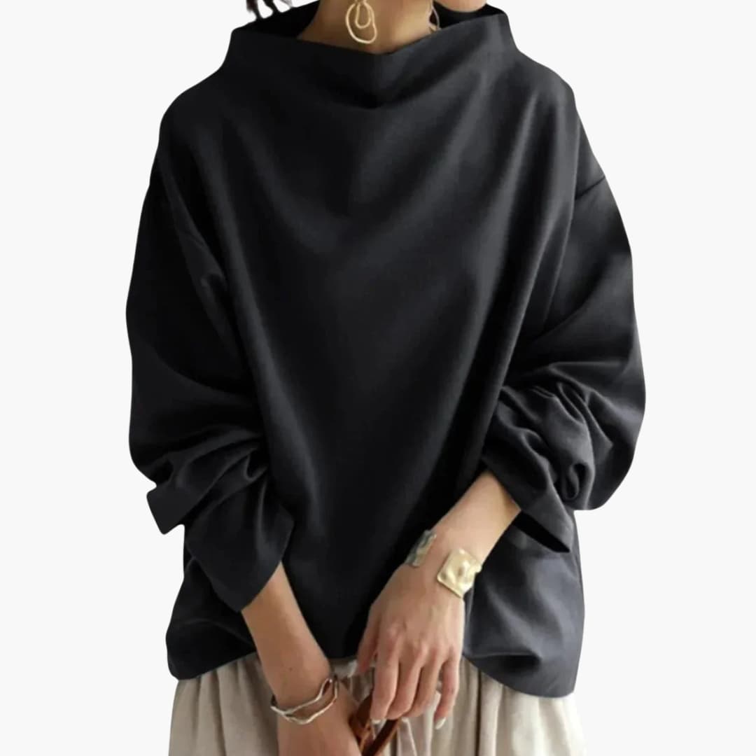 Camisola de mulher com gola larga e bainha direita