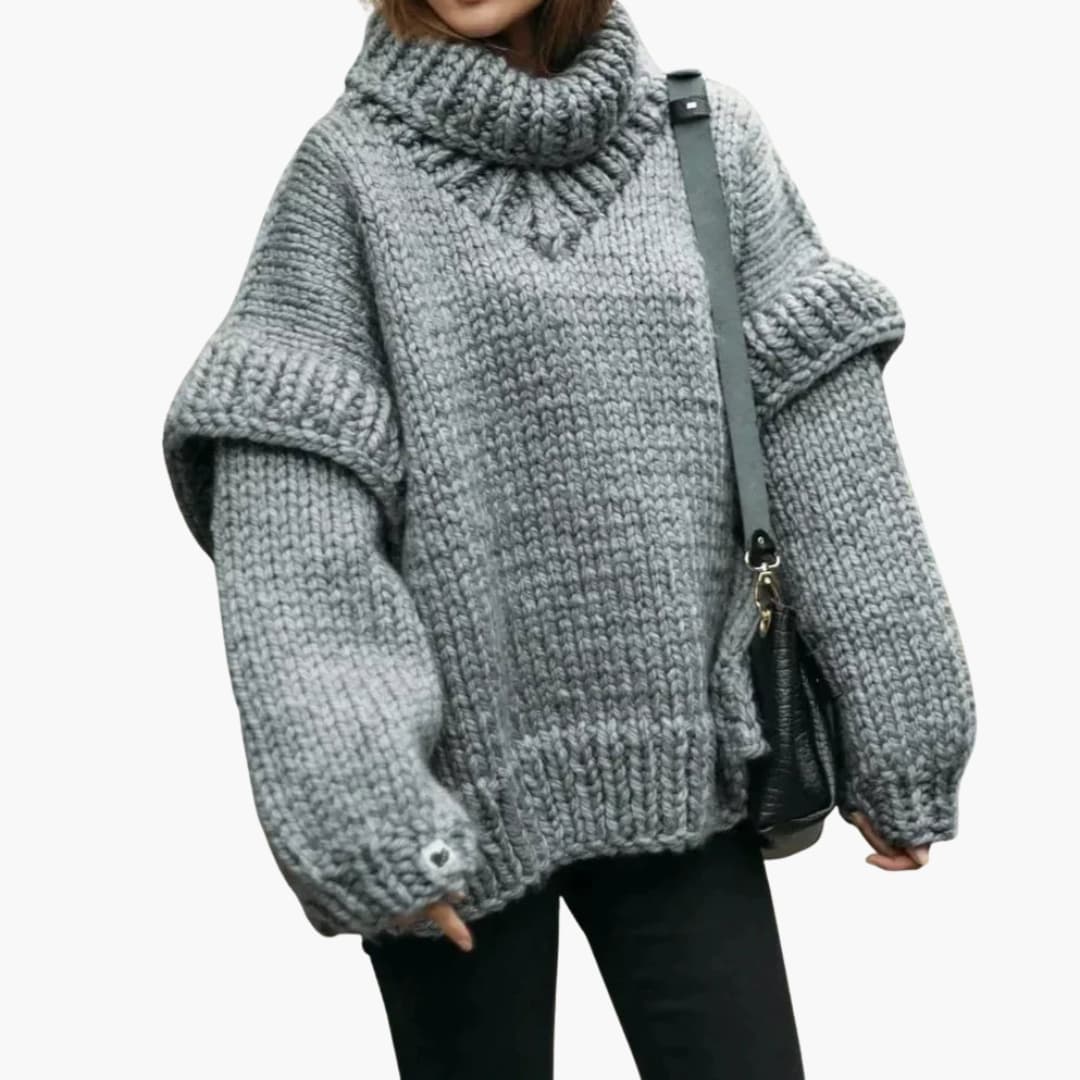 Pull femme à col roulé et manches longues