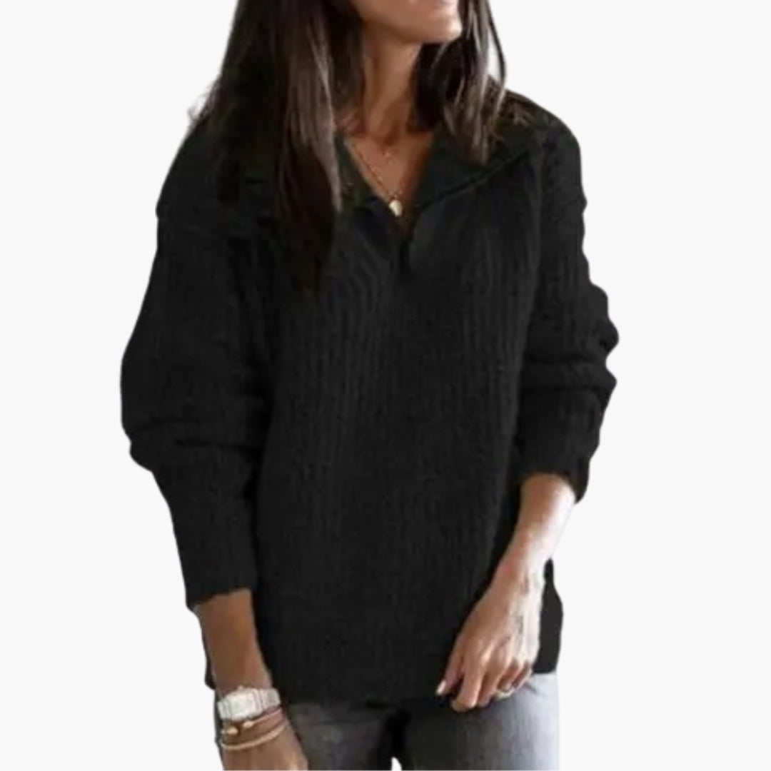 Pull femme à demi-zip et manches longues