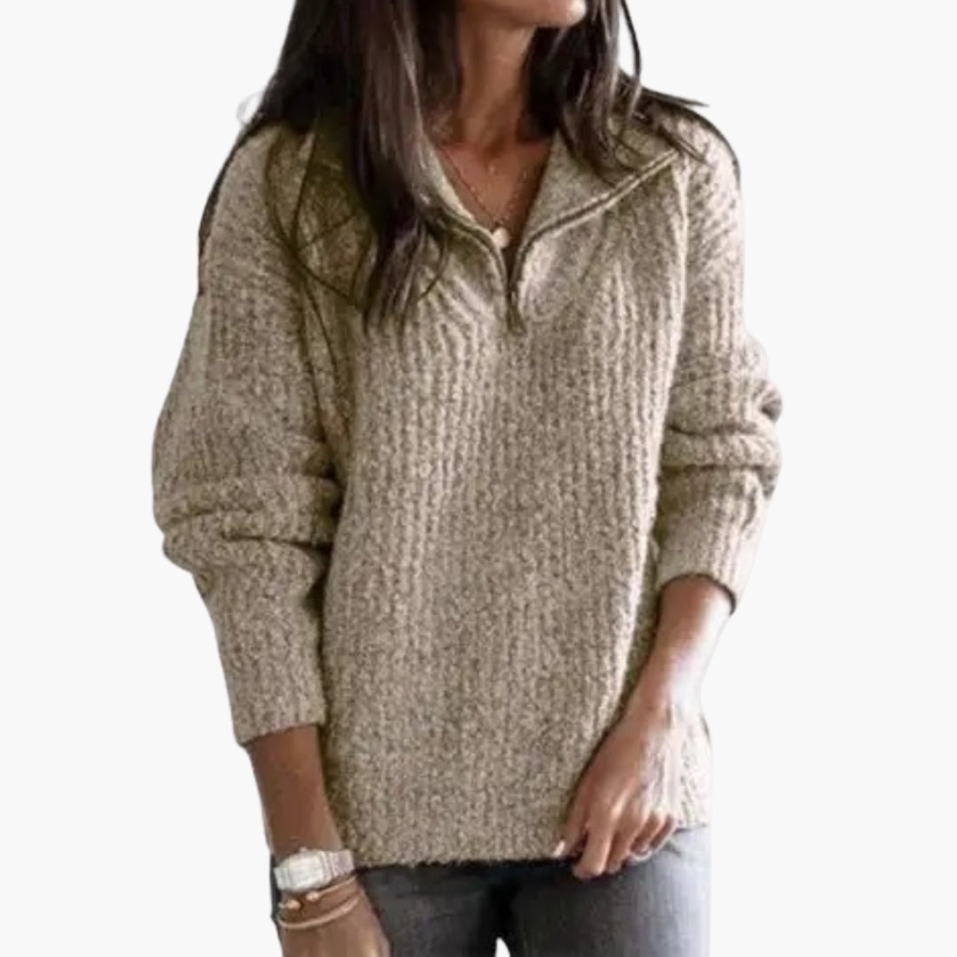 Pull femme à demi-zip et manches longues